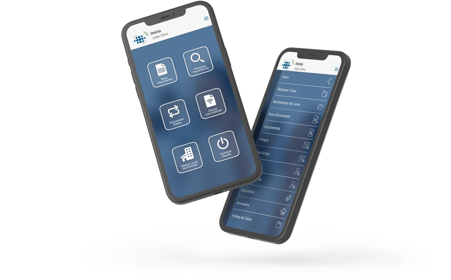 IGest mobile app on two phones